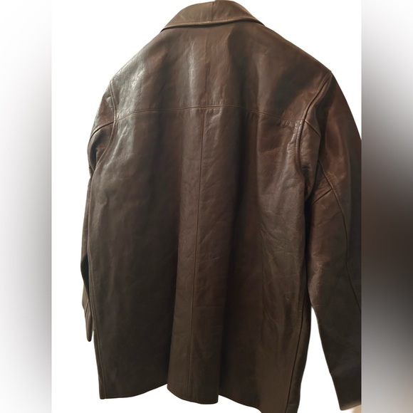 Lands’ End Men’s Brown Leather jacket. Size L 42-44 Regular - Picture 3 of 7